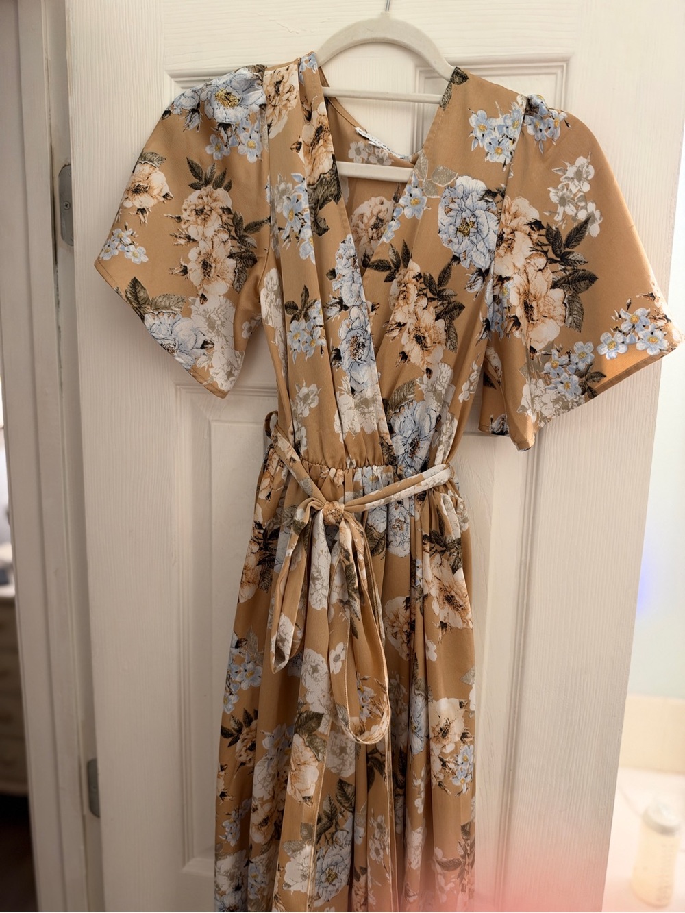 Baltic Born Floral Wrap Midi Dress in Mustard